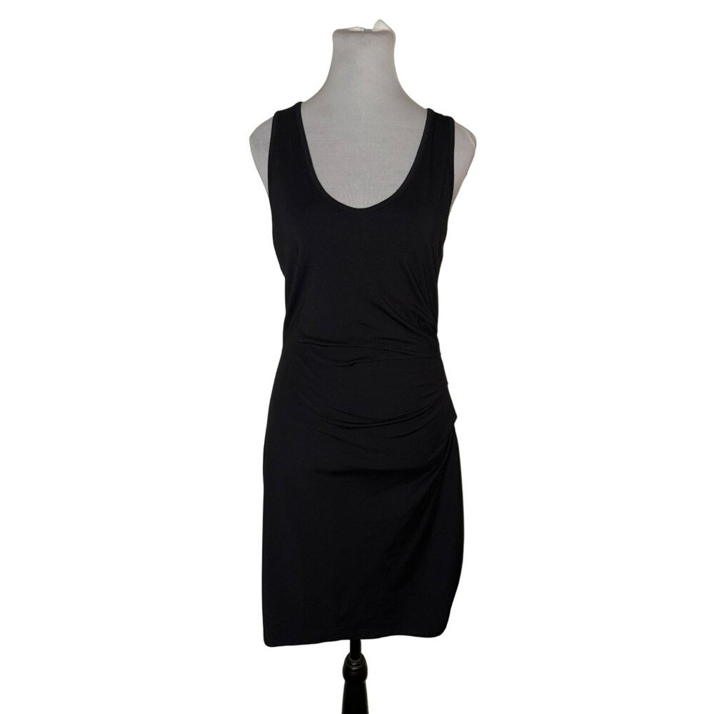 Black Sleeveless Scoop Neck Ruched Women’s Dress
